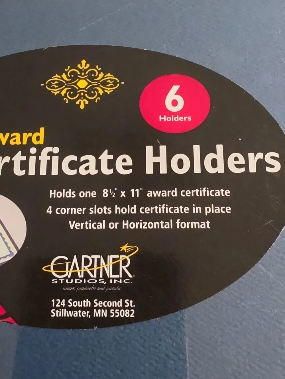 Gartner Studios Navy Blue with Gold Accents Award Certificate Holders, 6 Pack